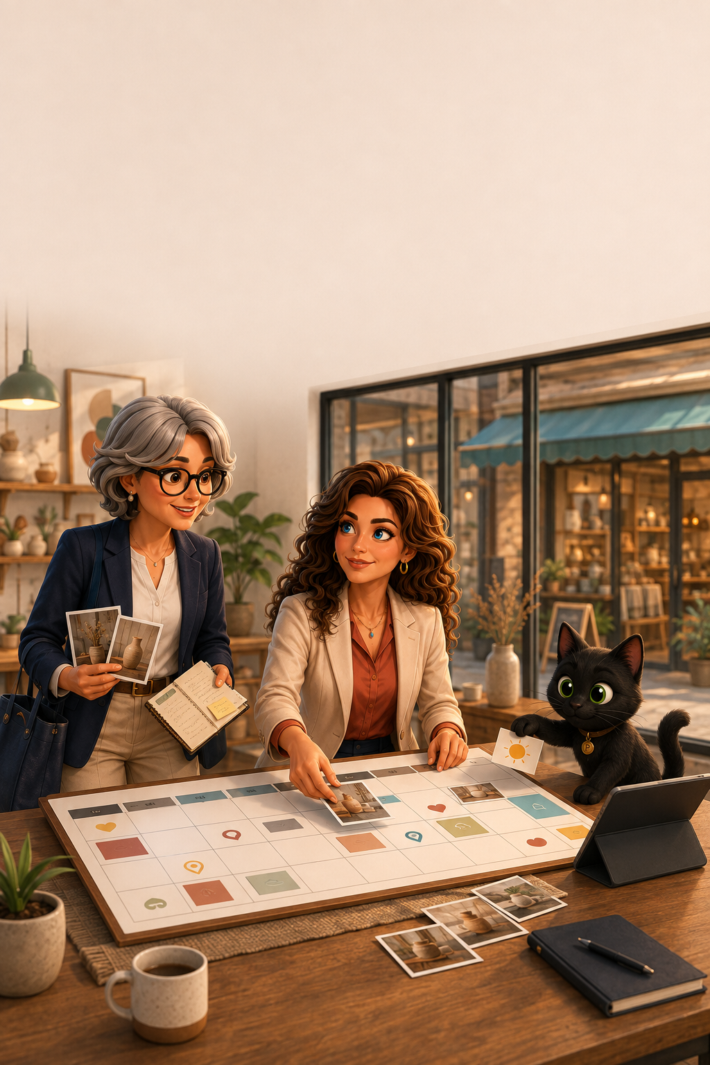 Karine, Emma et Pixel construisent un plan de visibilité locale
